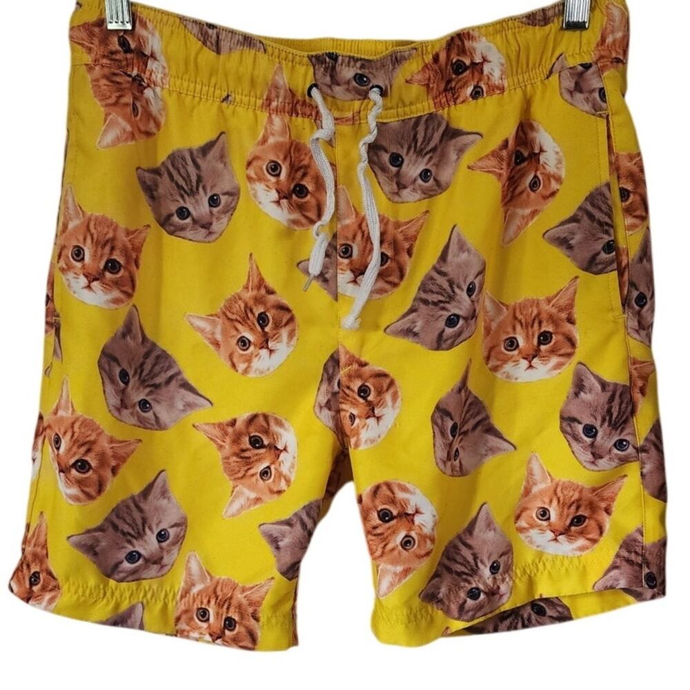 Black Matter Men's Yellow Cat Swim Shorts Small